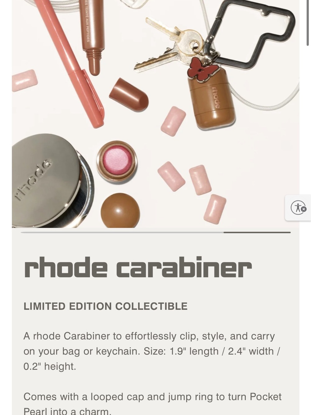 RHODE Brown Carabiner Key & Card Holder with Red Butterfly Accent